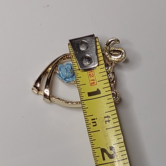 Vintage Gerry's Gold Tone Love Brooch With Blue Flower - Picture 9 of 14